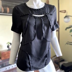 Elegant sheer black blouse classy beaded blouse